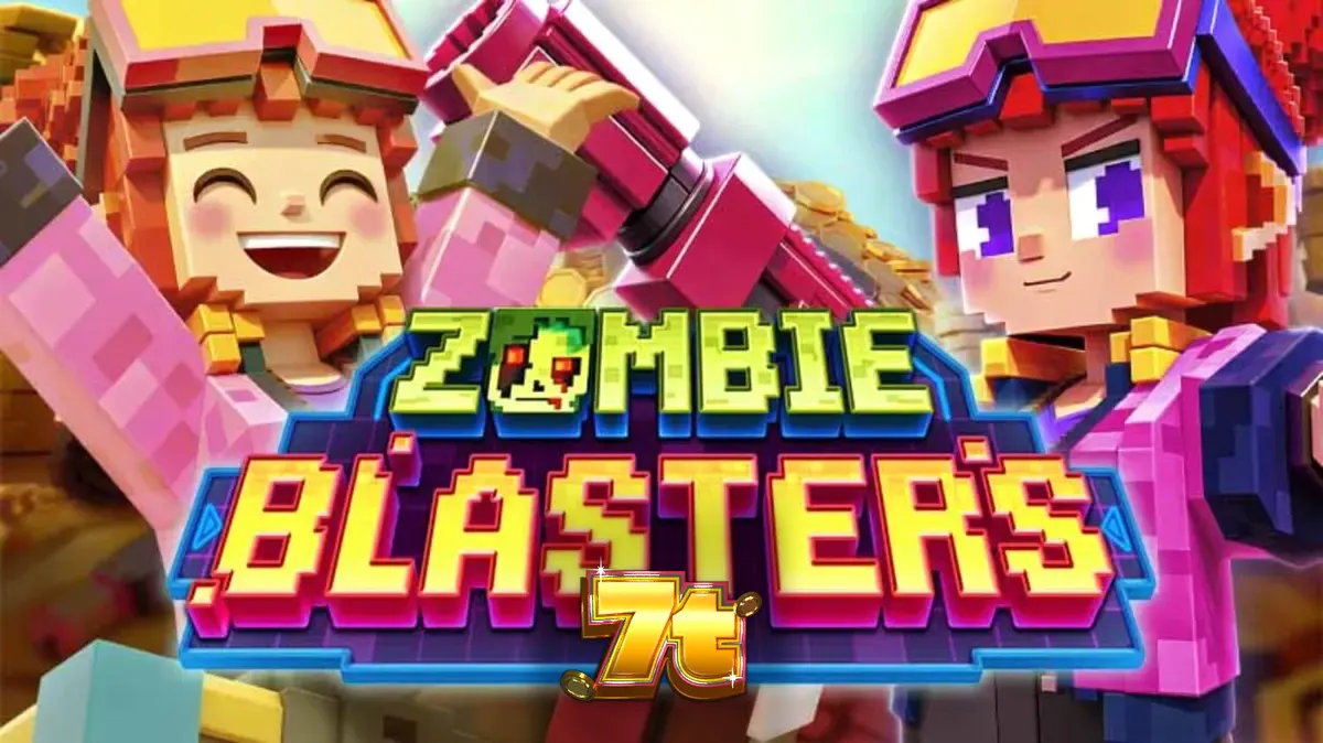Tampilan layar permainan slot Zombie Blasters dengan nuansa arcade retro